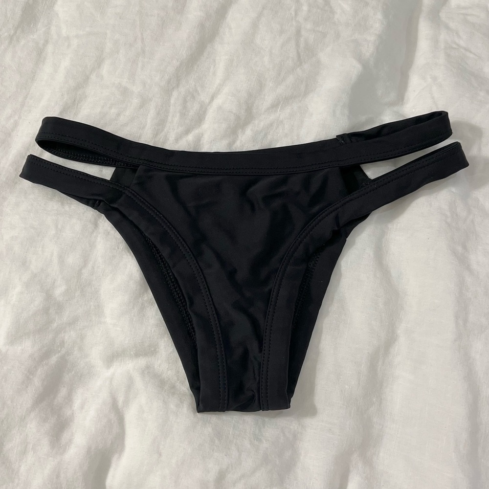Nasty Gal Double Strap Black Bikini Bottom